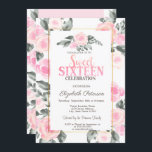 Convite Rosas Rosa Cor de Água Moderna Doce 16<br><div class="desc">Um doce 16 moderno,  chic e glamouroso com rosas cor-de-água rosa.</div>