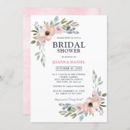 Convite Rosas Rosa Dusty Chá de panela Floral Midverão