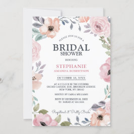 Convite Rosas Rosa Dusty Chá de panela Floral Midverão