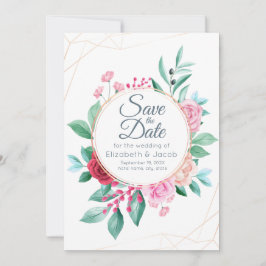 Convite Rosas Rosa e Eucalyptus, Casamento Floral Moderno