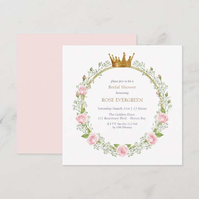 Convite Rosas Rosa e Respiração do Bebê (Frente/Verso)