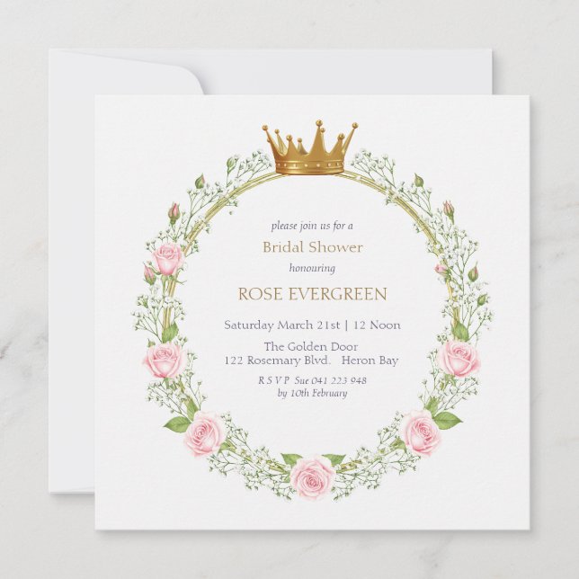 Convite Rosas Rosa e Respiração do Bebê (Frente)