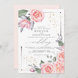 Convite Rosas Rosa Elegante Elegante De Casamento Clássico