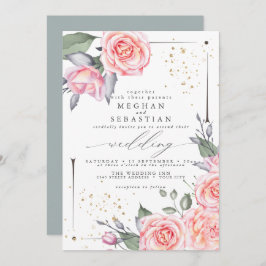 Convite Rosas Rosa Elegante Elegante De Casamento Clássico