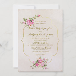 Convite Rosas Rosa Elegantes na Costa do Marfim com quadro