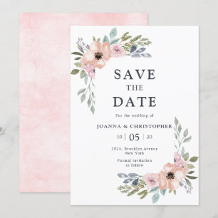 Convite Rosas Rosa Empoeirado Flores de Verão Salvar a Dat