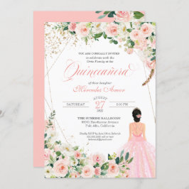 Convite Rosas Rosa Esbranquiçadas Celebração Floral De Qui