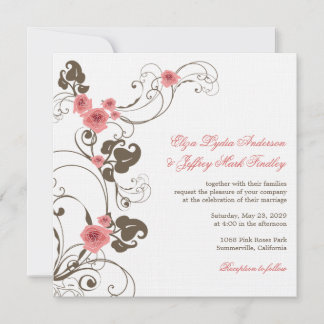 Convite Rosas Rosa Fleur Elegante Casamento Invite Recepçã