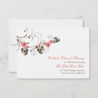 Convite Rosas Rosa Fleur Recepção de casamento Floral Eleg