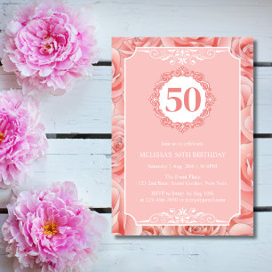 Convite Rosas Rosa Florre 50 Aniversário