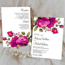 Convite Rosas Rosa Fúcsia Todos em Um Casamento