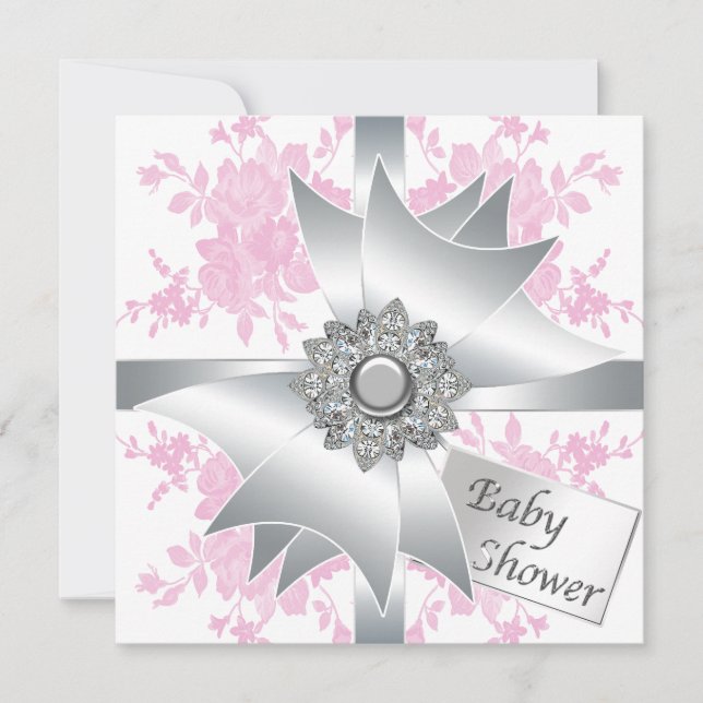 Convite Rosas Rosa Menininha Menininha Chamas de Chuveiro (Frente)