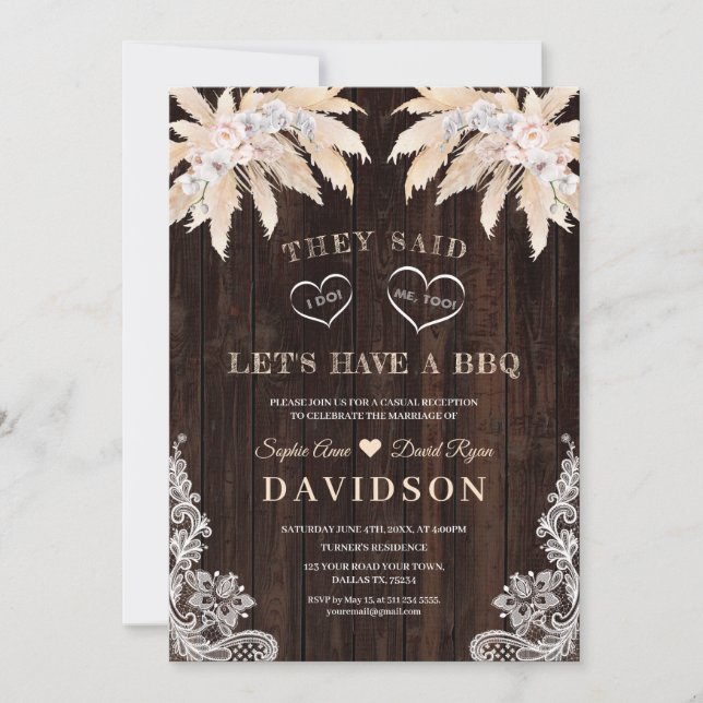 Convite Rosas Rosa Orquídeas Brancas Pampas Após CHURRASCO (Frente)