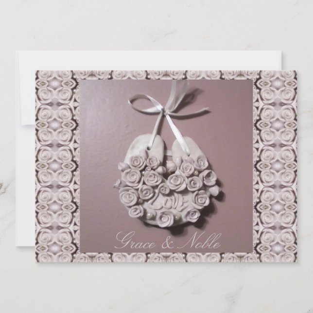 Convite Rosas Rosa Pálidas Adoram Casamento Tradicional de (Frente)