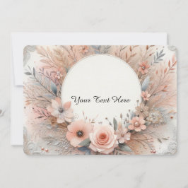 Convite Rosas Rosa Pastel e Detalhes de Renda Delicada