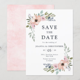 Convite Rosas Rosa Poeira Flores de Verão Salvar a Data