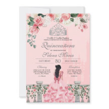 Rosas Rosa Prata Tiara Royal Princess Quinceañera