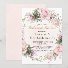 Convite Rosas Rosa primavera Peony Bridesmaids Luncheon