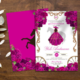 Convite Rosas Rosa Quente Fuchsia Charro Quinceañera Ocide