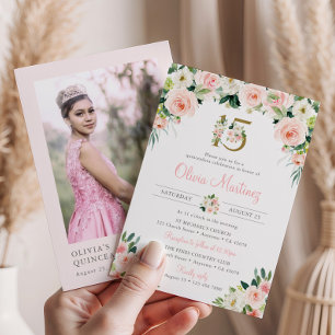 Convite Rosas Rosa Quinceañera Aniversário Foto