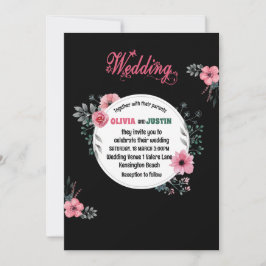 Convite Rosas rosa-reluzente Casamento Romântico