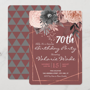 Convite Rosas rosa-rosa do Partido Surpresa de 70 Birthday