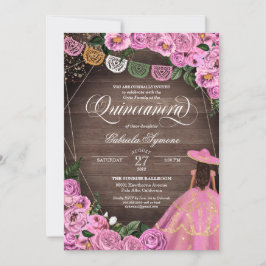 Convite Rosas Rosa Russas Charro Quince Vestido Quinceañer