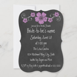 Convite Rosas Rosa Selvagens Chalkboard Bridal