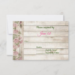 Convite Rosas Rosa Suave & Resposta de Casamento Country M