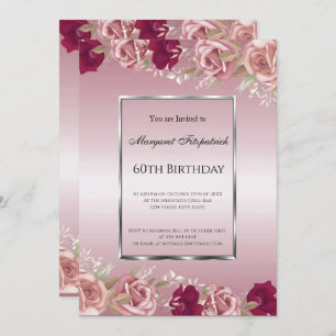 Convite Rosas Rosa Vermelhas Elegantes Rosa Rosa Rosa Rosa