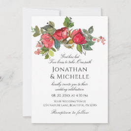 Convite Rosas Rosa Vermelhas Floral Tudo Em Um Casamento C