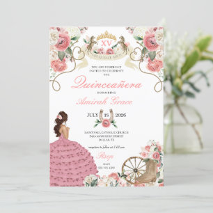 Convite Rosas Rosa Western Charro Cowgirl Quinceañera