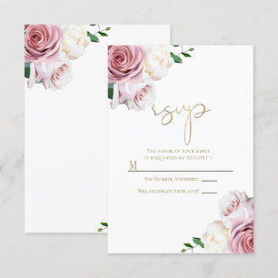 Convite Rosas Rosadas Folhagens Florais Moderno Casamento 