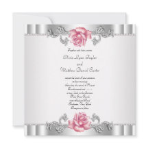 Rosas Rosas Prateadas Brancas Elegantes Casamento