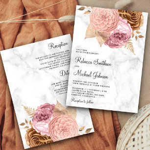Convite Rosas Rosas Terrosas Floral Mármore Tudo em Um Cas