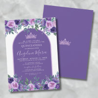 Rosas Roxas Floral Elegante Aniversário Quinceaner