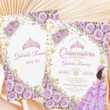 Rosas Roxas Lilás Borboleta Dourada Quinceañera
