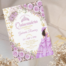 Rosas Roxas Lilás Douradas Quinceañera Ocidental
