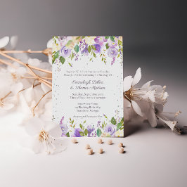 Convite Rosas Roxas Lilás e Lavanda Casamento 