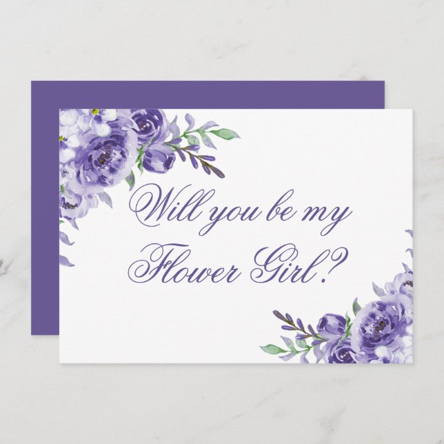 Convite Rosas roxas | Proposta do Partido Bridal Elegante (Frente/Verso)