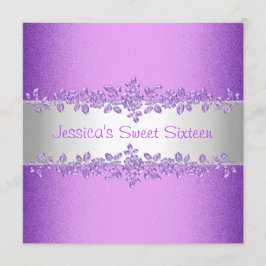 Convite Rosas Roxos Legais Doce Dezesseis Aniversário
