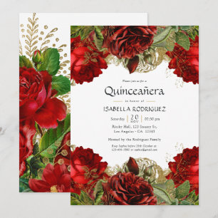 Convite Rosas ruivos e Dourados Quinceañera