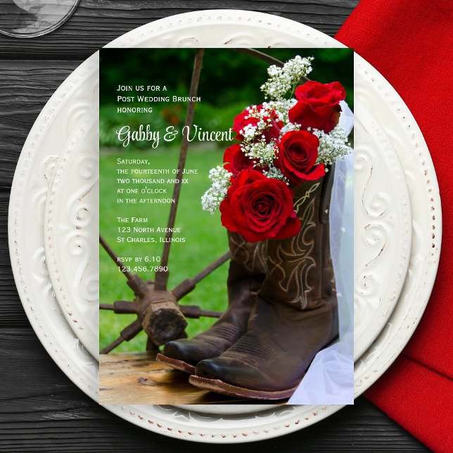 Convite Rosas russos e cowboy boots Postam Brunch (Criador carregado)