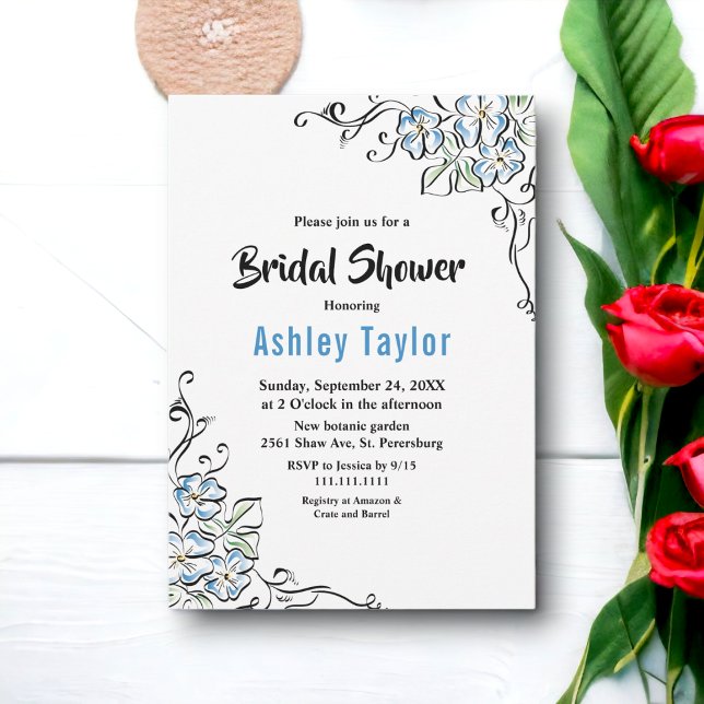 Convite Rosas Russos Elegantes Chá de panela Floral (Criador carregado)