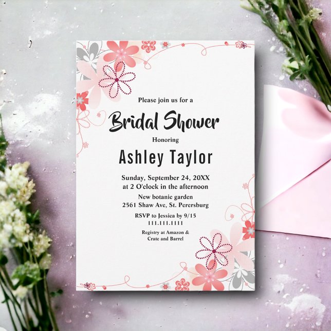 Convite Rosas Russos Elegantes Chá de panela Floral de Ver (Criador carregado)