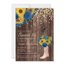 Rosas Rustic Sunflower Blue Boots Sweet 16