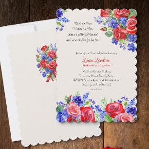 Convite Rosas são Vermelhas Chuveiro de Noiva Floral Vinta