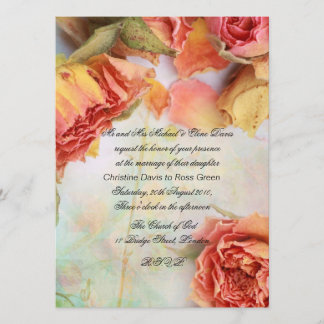Convite Rosas secos do vintage que wedding