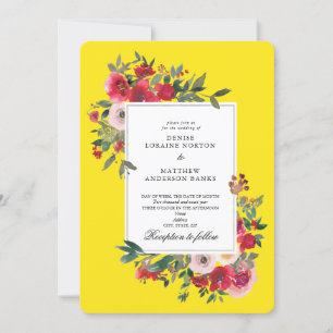 Convite Rosas selvagens e amarelo-azul