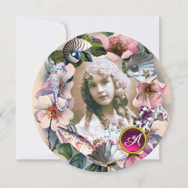 CONVITE ROSAS SELVAGENS E CONCHAS DO MAR DOCE 16 MODELO DE (Frente)